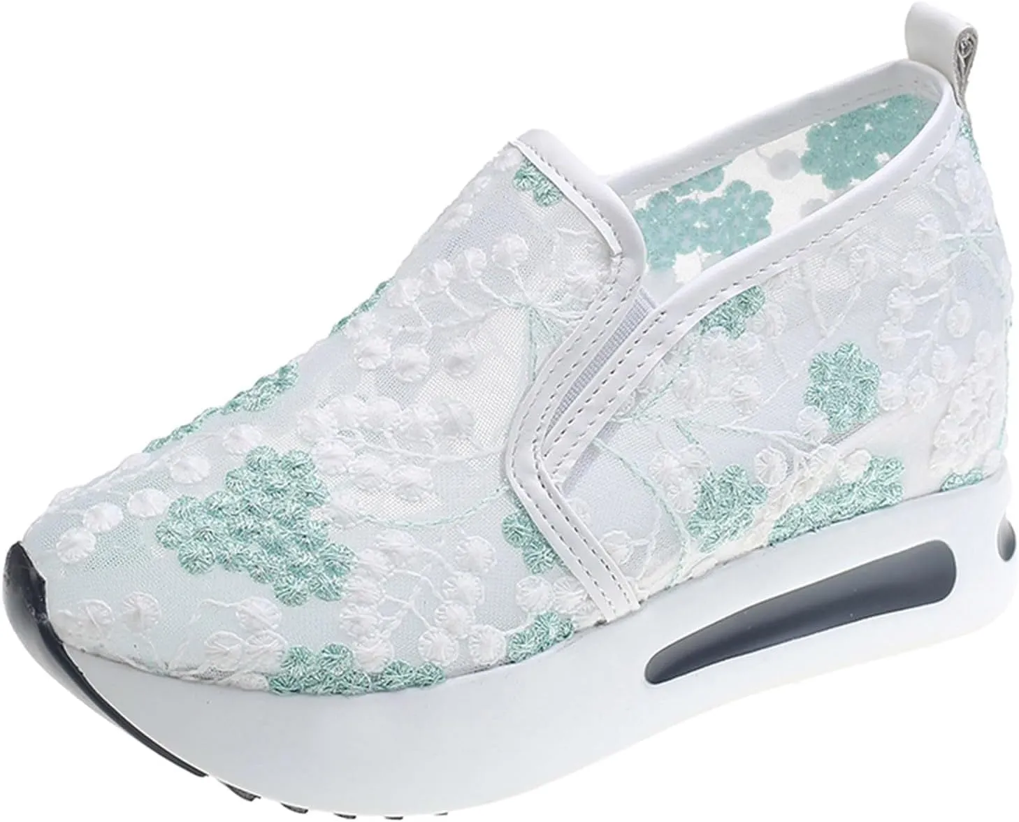 Orthopedic Wedge Sandals for Women 2025 Summer Platform Wedges Sneakers Comfortable Arch Support Breathable Walking Shoe Fashion Embroidery Floral Mesh Air Hidden High Heels Slip On Shoes