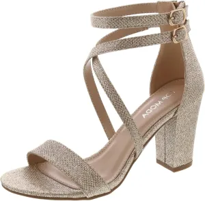 Over The Toe Cross Strap Block Heel Open Toe Dress Sandal