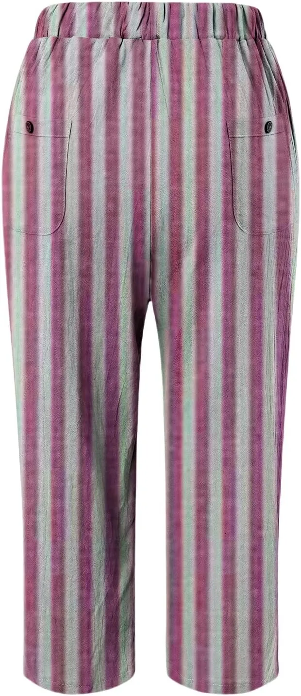 Pantalon De Lino para Mujer Drawstring Pants Linen Blend Pants