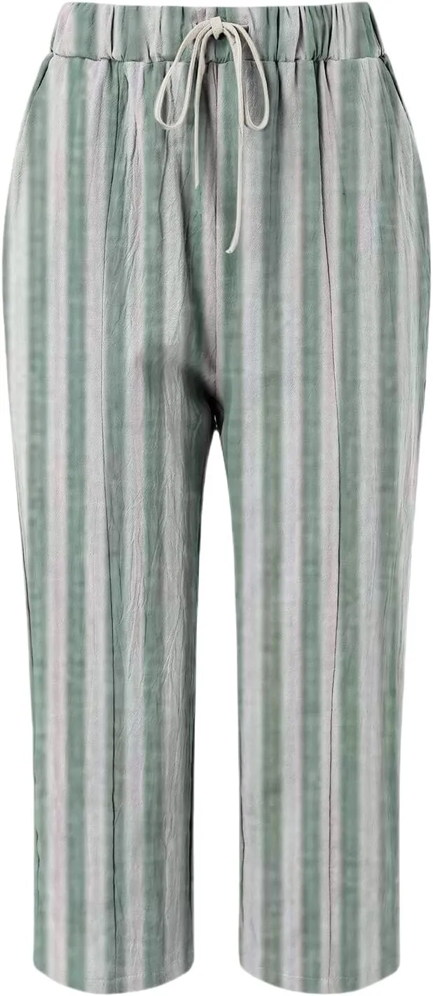 Pantalon De Lino para Mujer Drawstring Pants Linen Blend Pants