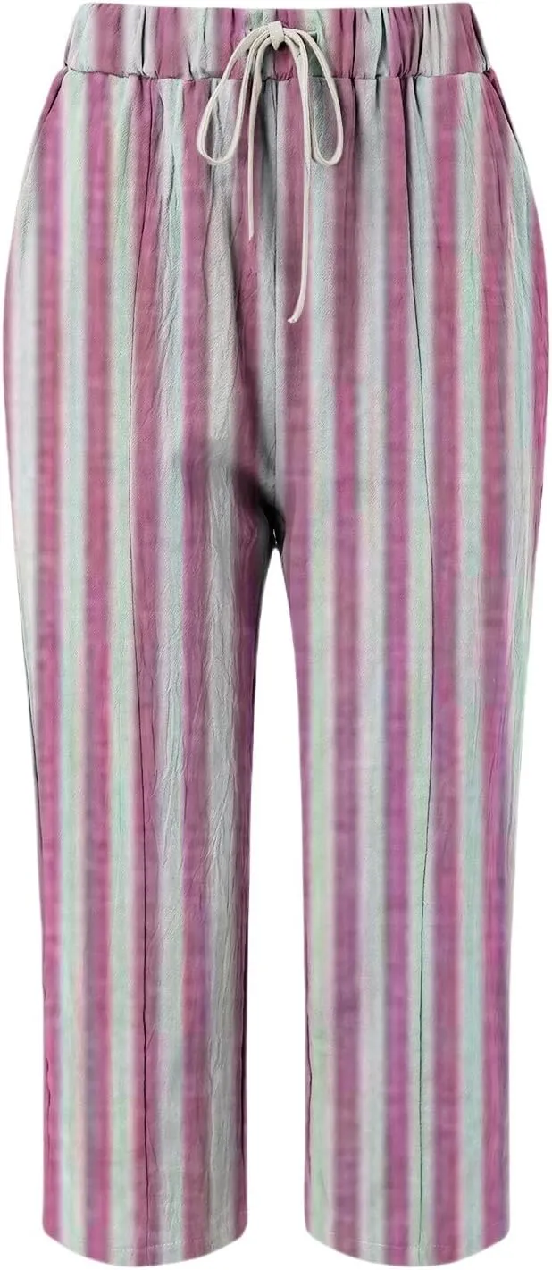 Pantalon De Lino para Mujer Drawstring Pants Linen Blend Pants