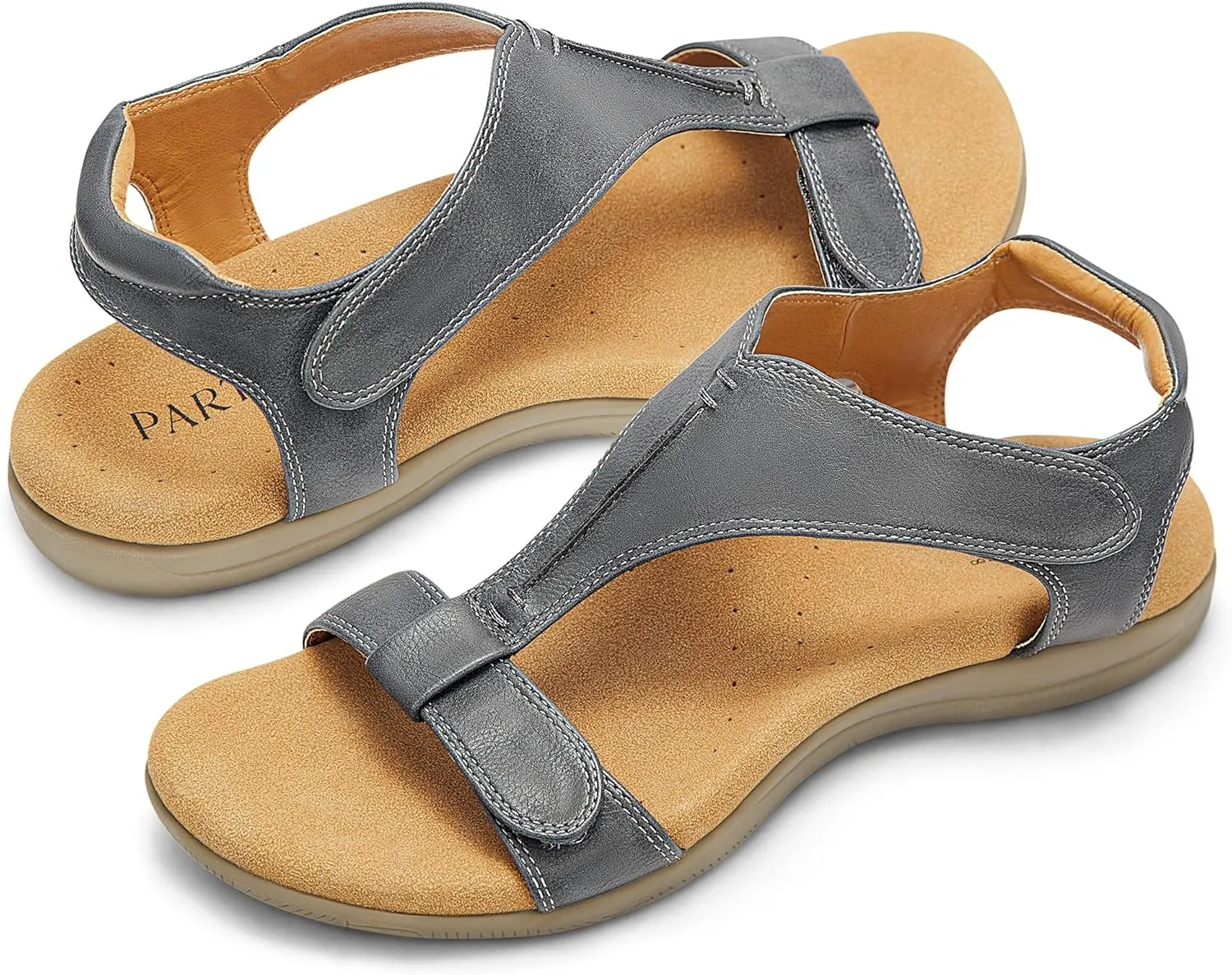 PARTY Women's Open Toe Sandals Arch Support and Adjustable Straps Comfortable Sandals for Walking