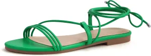 PARTY Women's Strappy Sandals Lace Up Flats Tie Up Open Toe Ankle Strap Shoes