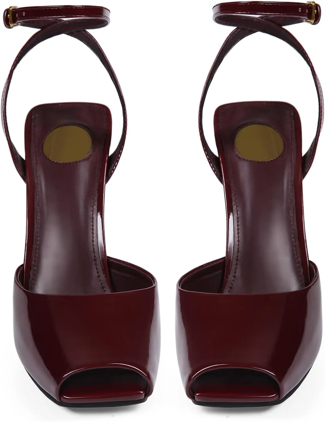 Peep Toe Wedges Sandals for Women Square Open Toe Buckle Ankle Strap Wedge Heels Patent Leather Slip-on Slingback Pumps Sexy Dressy Summer Shoes
