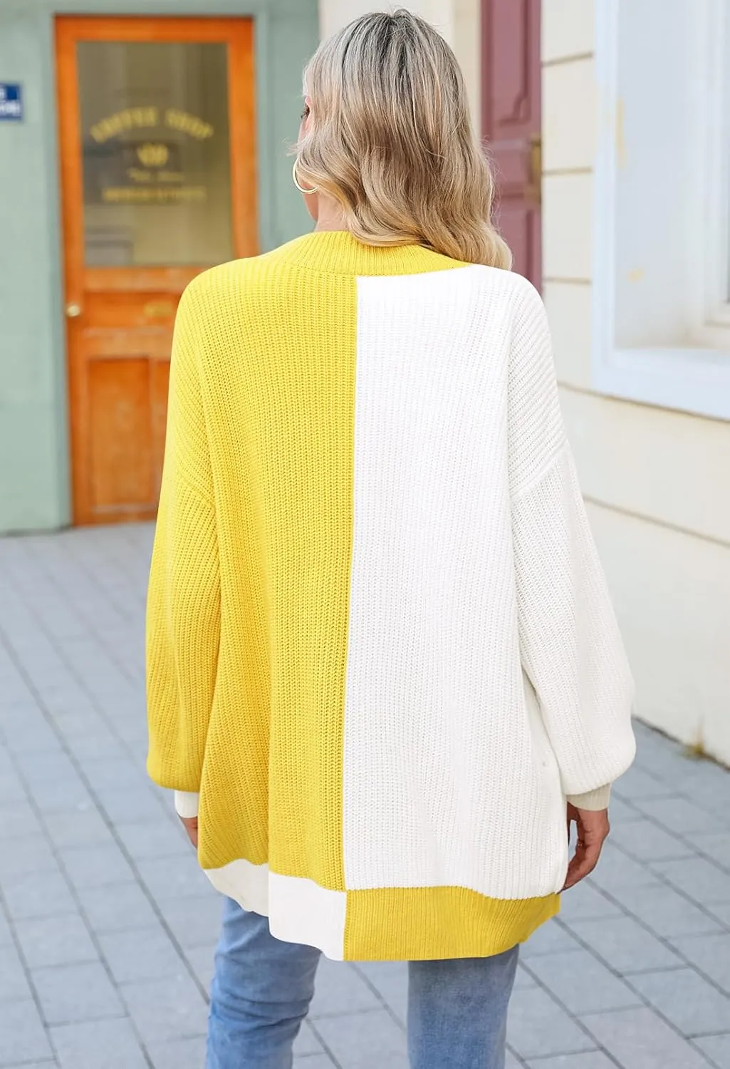 Pink Queen 2024 Fall Long Cardigans for Women Batwing Sleeve Open Front Ribbed Knit Oversized Cardigan Sweaters with Pockets