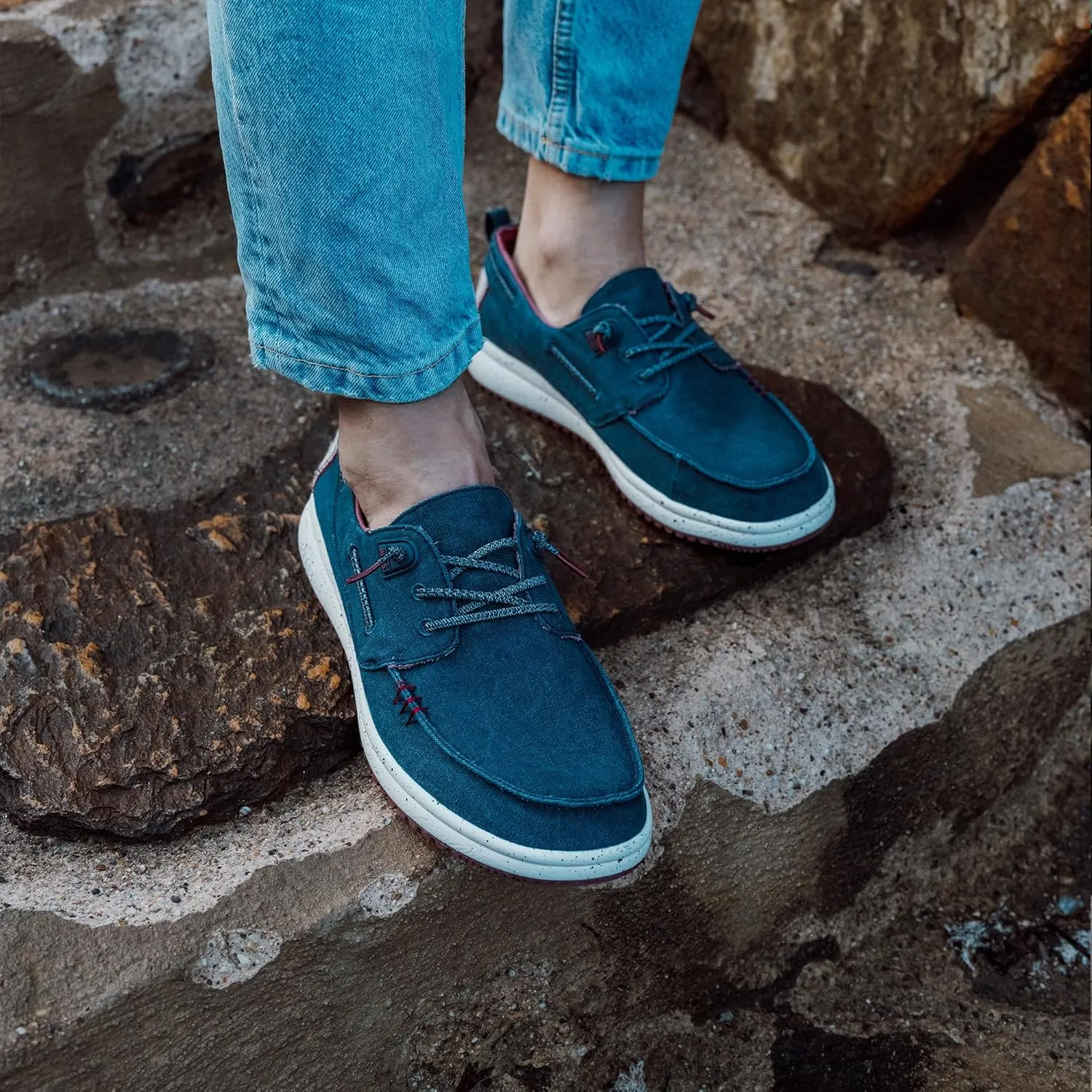 PITAS Byron Men’s Boat Shoes | Lightweight Slip-On Loafers | Ultra-Comfortable Casual Shoes for Men | Navy