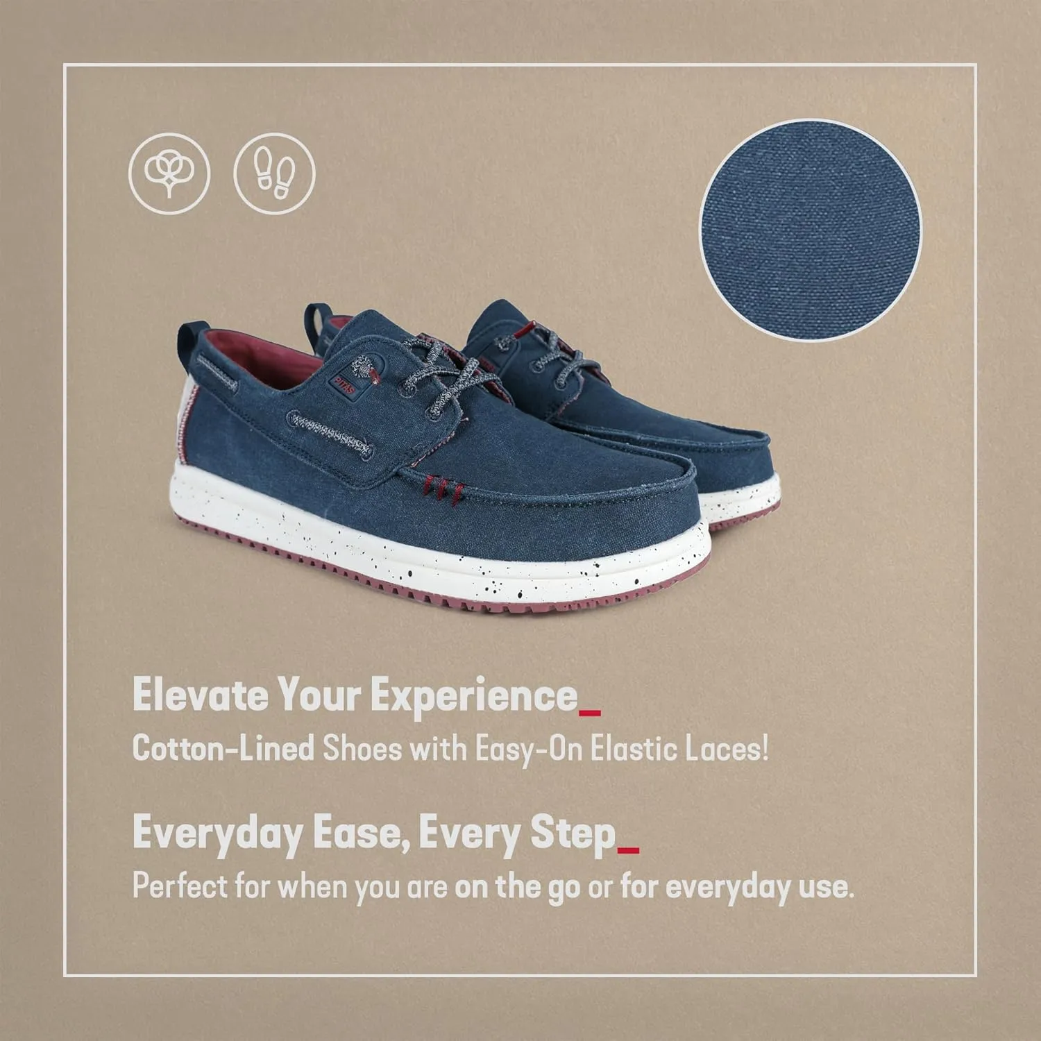 PITAS Byron Men’s Boat Shoes | Lightweight Slip-On Loafers | Ultra-Comfortable Casual Shoes for Men | Navy