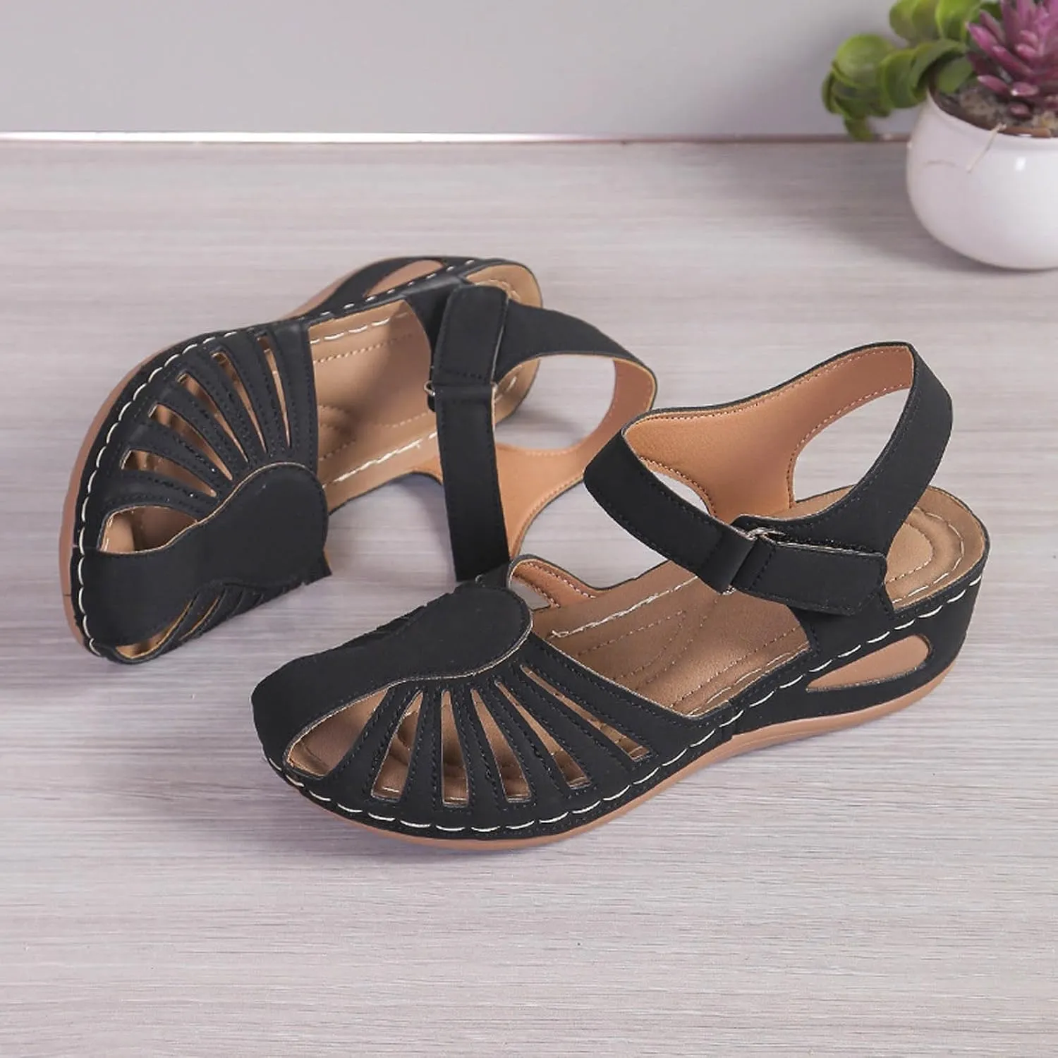 Platform Clogs for Women Closed Toe Wedge Sandals Slip On Walking Sandals Hollow Out Comfortable Vacation Sandals