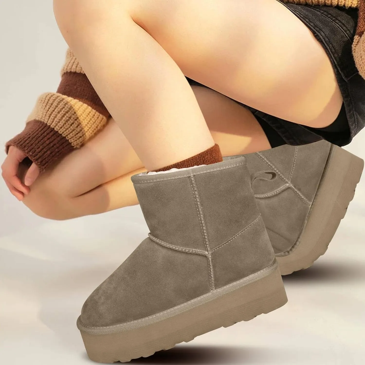 Platform Mini Boots Snow Boots for Women Winter Slippers Boots Non-slip and Waterproof Lightweight Comfortable Stay Warm
