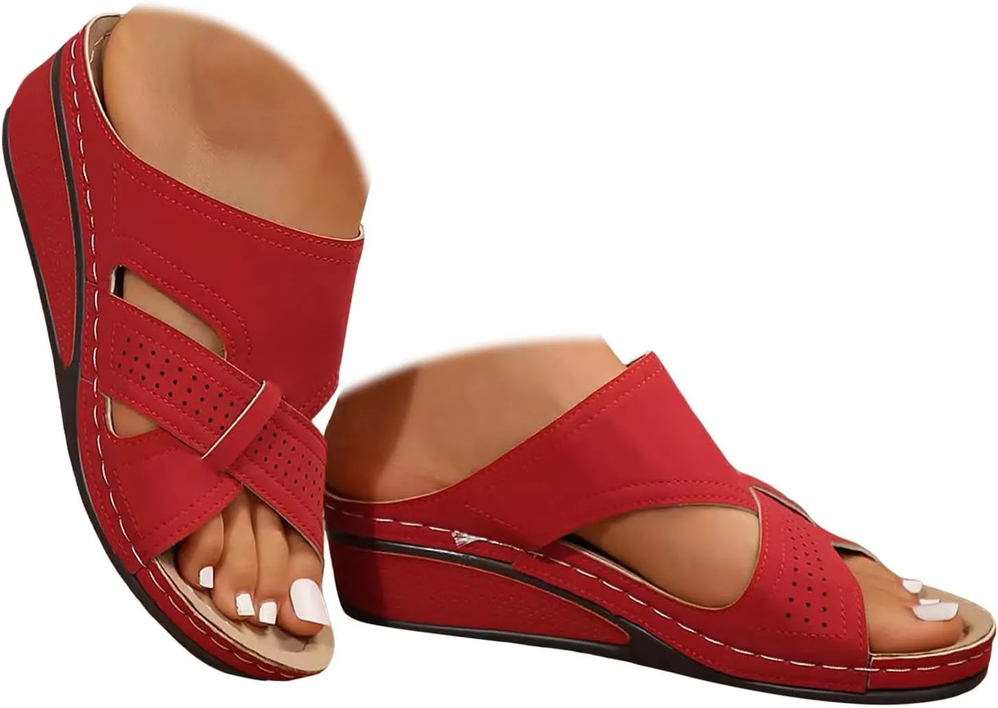 Platform Sandals Women Wide Width Open Toe Wedge Sandals for Women Comfortable Arch Support 2025 Summer Orthopedic Slippers