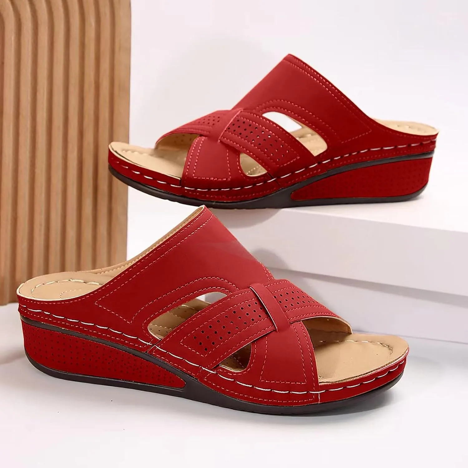 Platform Sandals Women Wide Width Open Toe Wedge Sandals for Women Comfortable Arch Support 2025 Summer Orthopedic Slippers