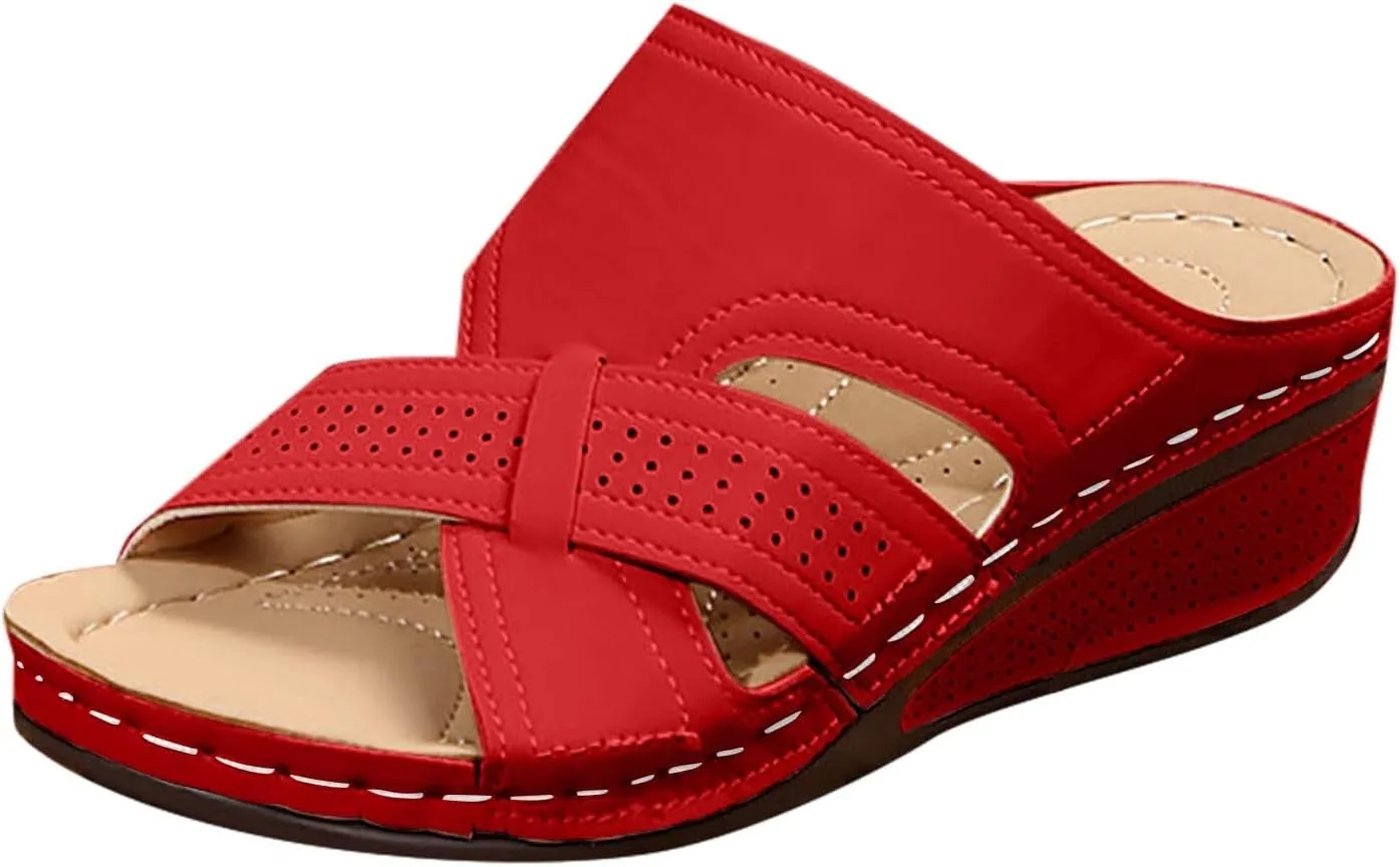 Platform Sandals Women Wide Width Open Toe Wedge Sandals for Women Comfortable Arch Support 2025 Summer Orthopedic Slippers