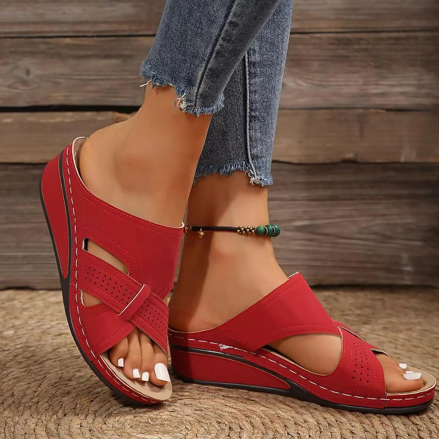 Platform Sandals Women Wide Width Open Toe Wedge Sandals for Women Comfortable Arch Support 2025 Summer Orthopedic Slippers
