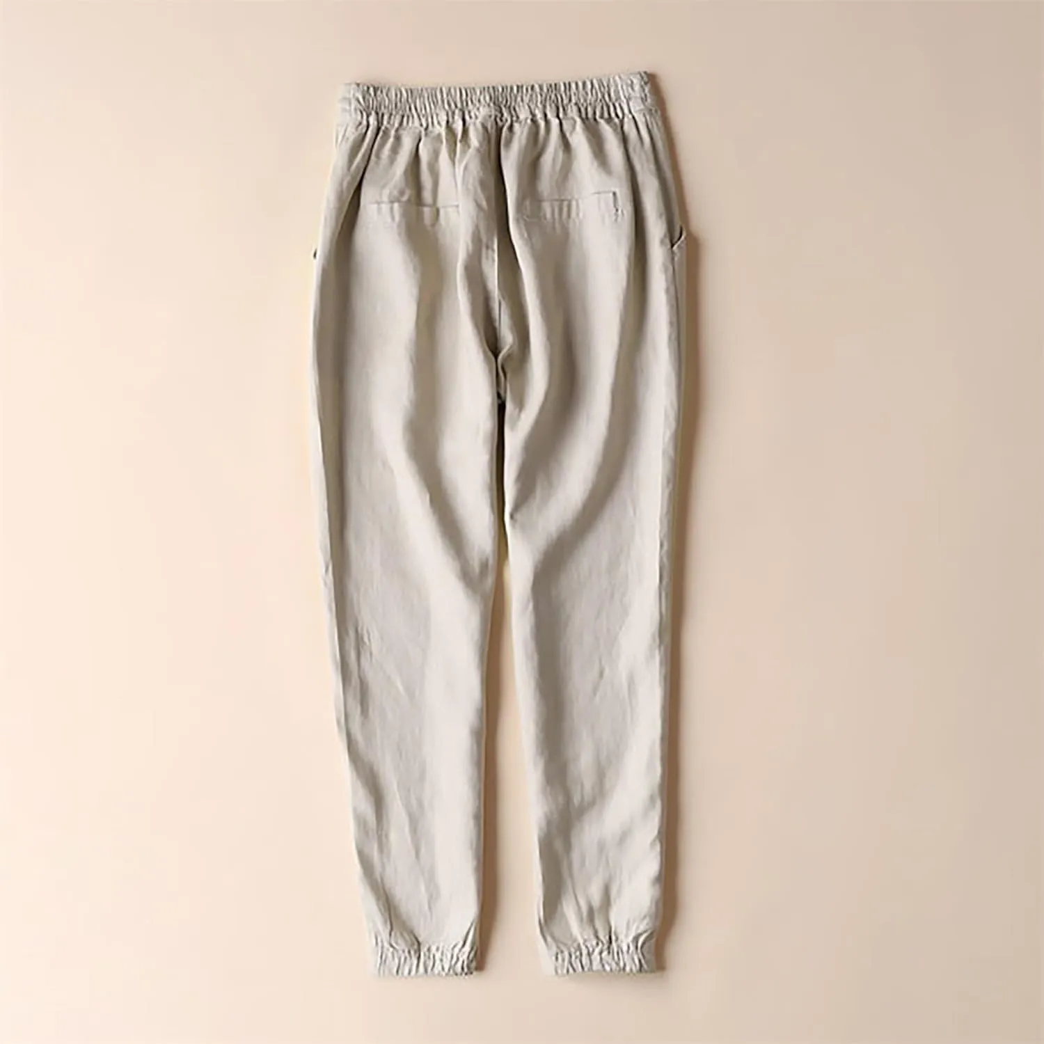 Plus Size Linen Pants Striped Linen Pants High Waist Loose Slit Cropped Pants with Pockets Linen Outfit Women Summer