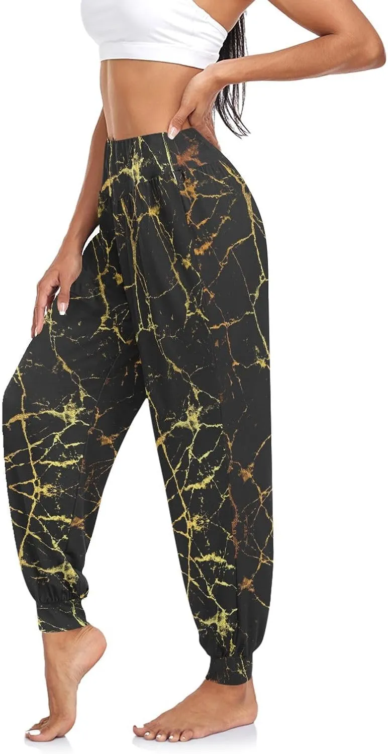 Poeticcity Women Thin Trousers Lounge Harem Sweatpants Yoga Leggings Dance Pants(S-2XL)