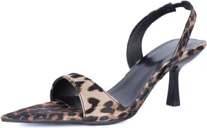 Pointed Toe Slingback Sandals, Metallic Crocodile Pattern, Kitten Heel