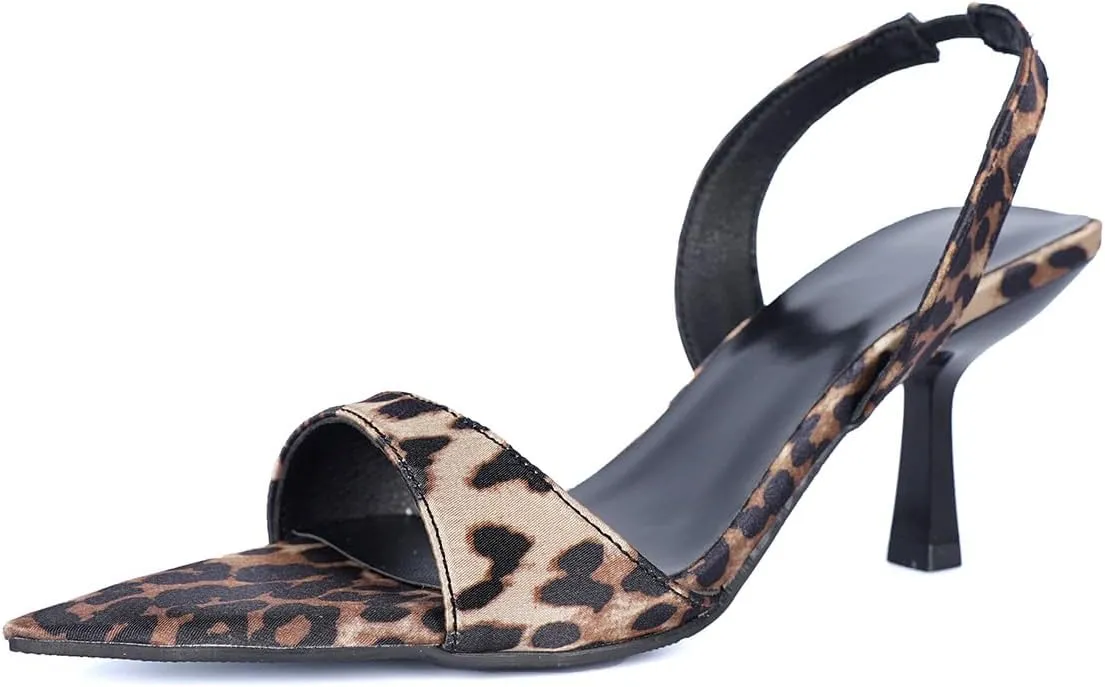 Pointed Toe Slingback Sandals, Metallic Crocodile Pattern, Kitten Heel