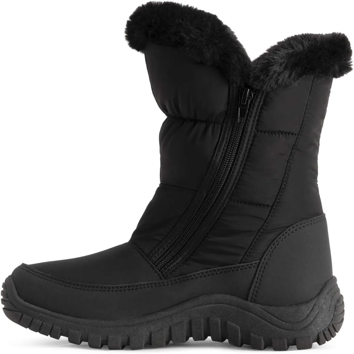 POLAR Womens Memory Foam Twin Zip Opening Pull On Nylon Waterproof Thick Faux Fur Lined Winter Rain Snow Boots