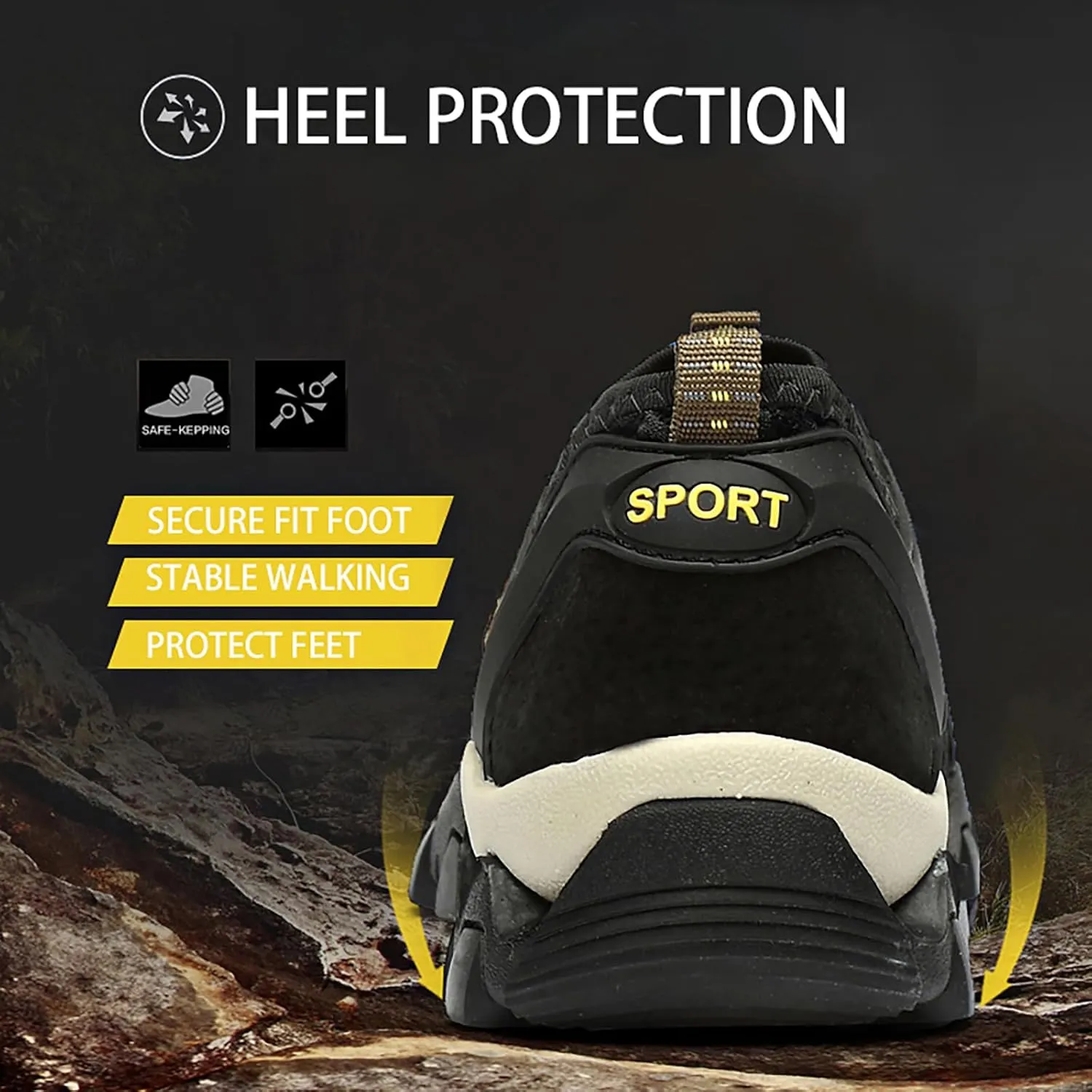 Portable Tied Orthopedic Hiking Quick-Drying Sneakers for Mens,Casual Jogging Walking Shoes with Arch Support for Flat Feet,Outdoor Fashion Non- Slip Sneakers for Running,Driving