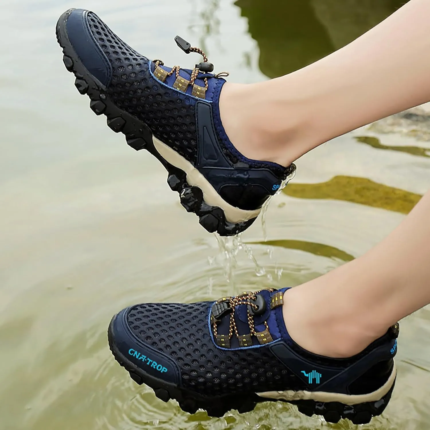 Portable Tied Orthopedic Hiking Quick-Drying Sneakers for Mens,Casual Jogging Walking Shoes with Arch Support for Flat Feet,Outdoor Fashion Non- Slip Sneakers for Running,Driving