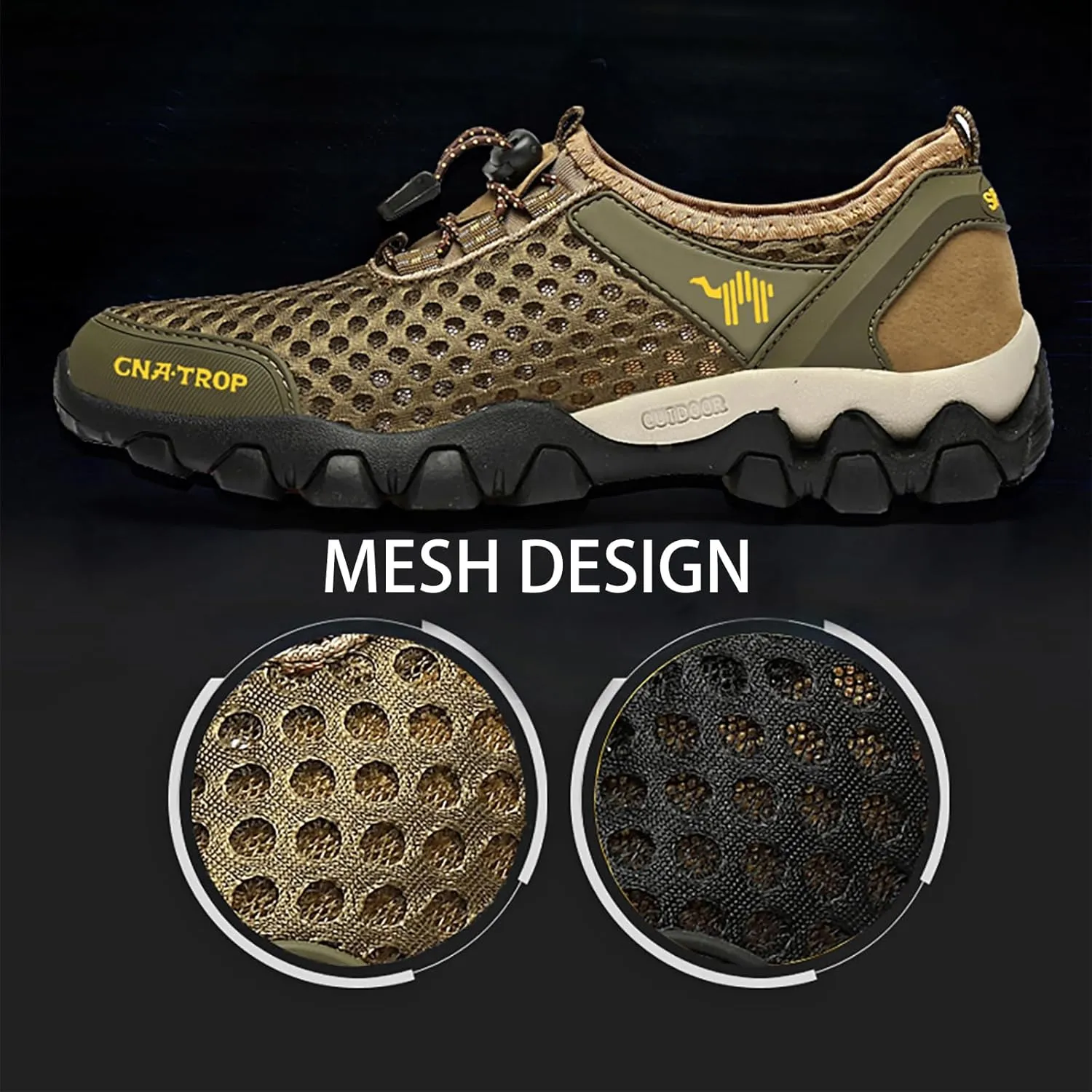 Portable Tied Orthopedic Hiking Quick-Drying Sneakers for Mens,Casual Jogging Walking Shoes with Arch Support for Flat Feet,Outdoor Fashion Non- Slip Sneakers for Running,Driving