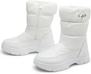 POVOGER Womens Winter Boots Snow Boots For Women Black Mid Calf Platform Boots Warm Fur Fashion Slip On Boots