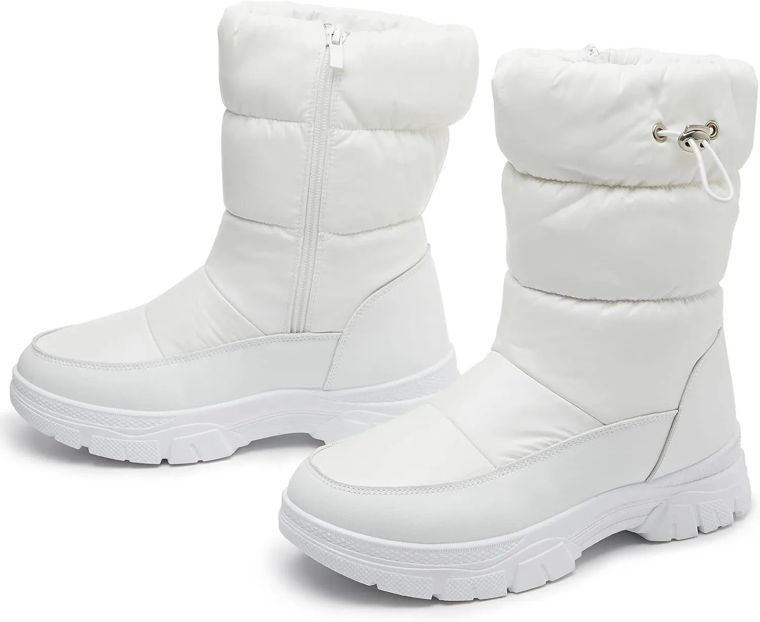 POVOGER Womens Winter Boots Snow Boots For Women Black Mid Calf Platform Boots Warm Fur Fashion Slip On Boots