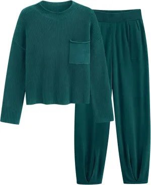 PRETTYGARDEN Women's Winter 2 Piece Sweater Set Casual Pullover Top High Waisted Sweatpants Tracksuit Lounge Outfits