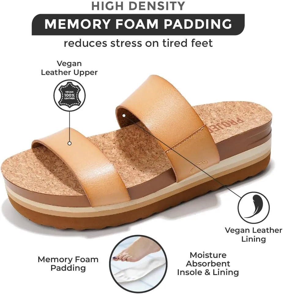Project Cloud Fashion Womens Sandals - Memory Foam Insole and Comfortable Platform Sandals for Women 2025 - Lightweight and Non-slip Perfect Beach Slides