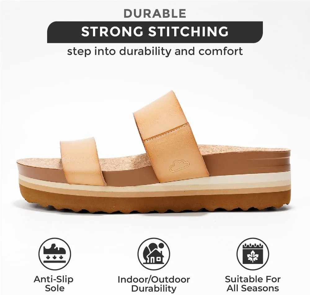 Project Cloud Fashion Womens Sandals - Memory Foam Insole and Comfortable Platform Sandals for Women 2025 - Lightweight and Non-slip Perfect Beach Slides