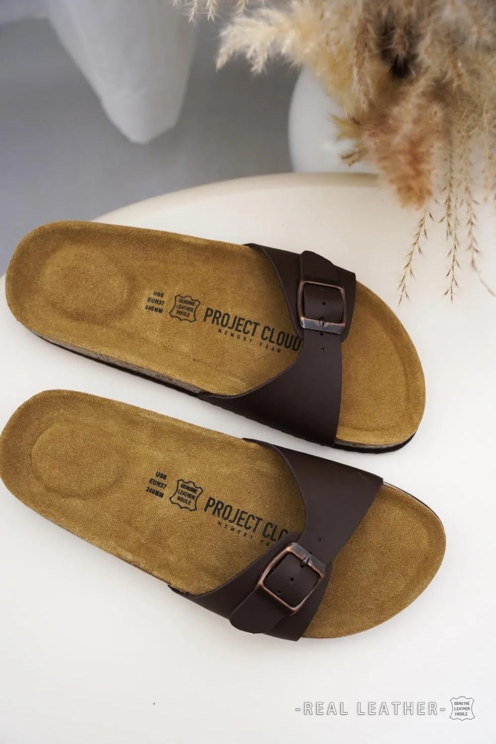 Project Cloud Genuine Leather Womens Sandals - Memory Foam Beach Essentials Womens Slippers - Perfect Summer Sandals for Women 2025 (Bahama)