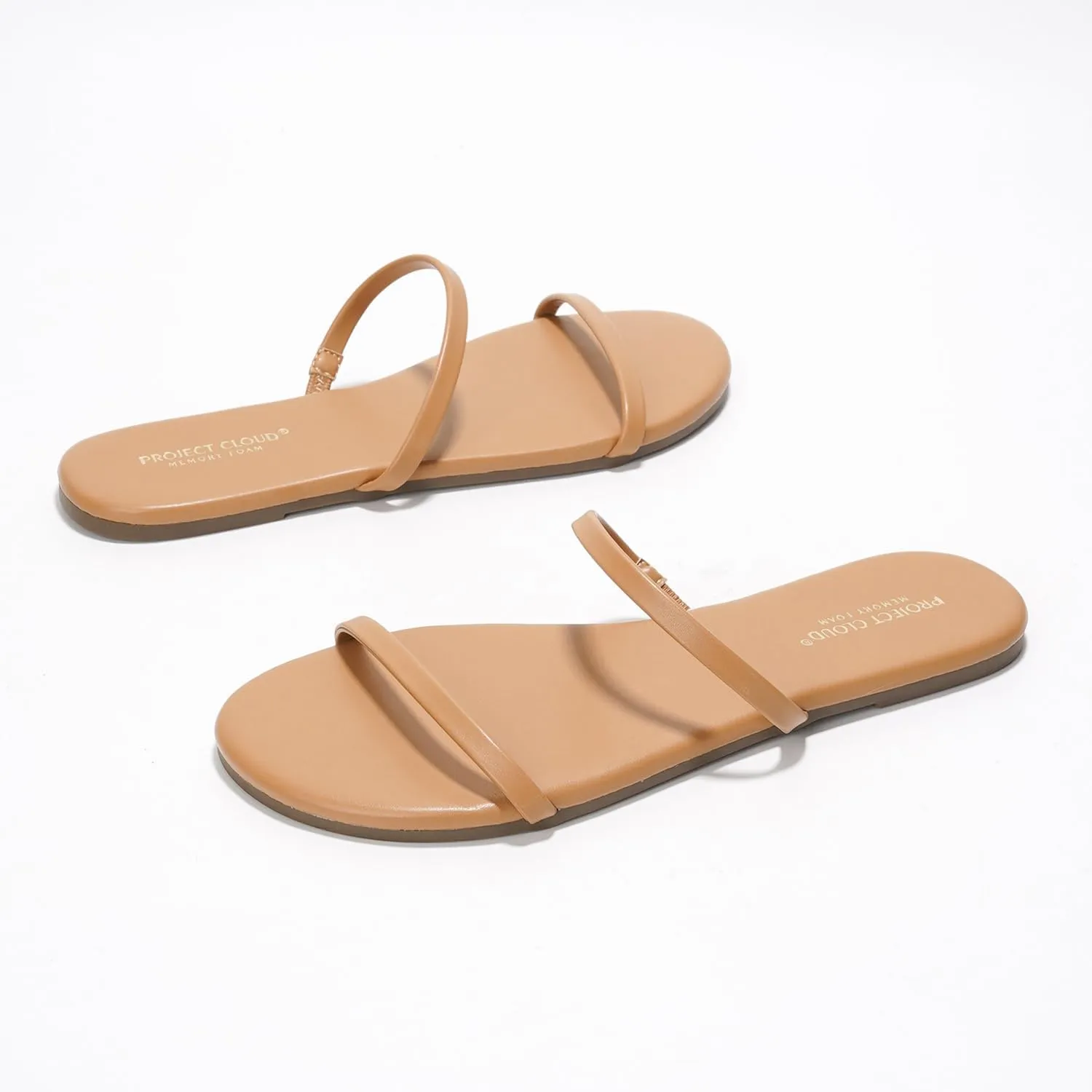 Project Cloud Sandals Women - Memory Foam Flip Flops for Women - Vegan Leather Summer Sandals - Lightweight Slip On Beach Essentials Slides (Transition)