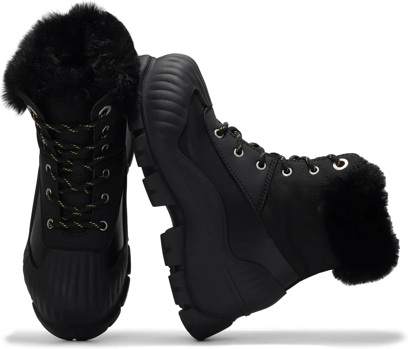 Project Cloud Snow Boots for Women Waterproof Genuine Leather 2.5" Platform Wedge Womens Boots - Memory Foam Fur Boots Winters Boots for Women Non-Slip Rain Boots Women's Snow Boots (Lydia)