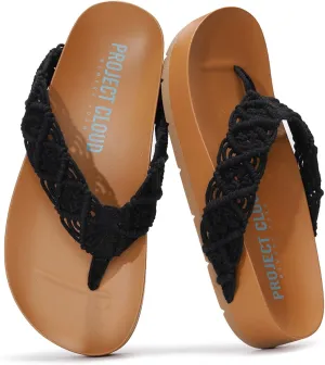 Project Cloud Womens Sandals – Comfortable Crochet Flip Flops for Women with Memory Foam Insole – Lightweight Fashion Sandals for Women 2025 – Womens Flip Flops for Summer (Hammock)