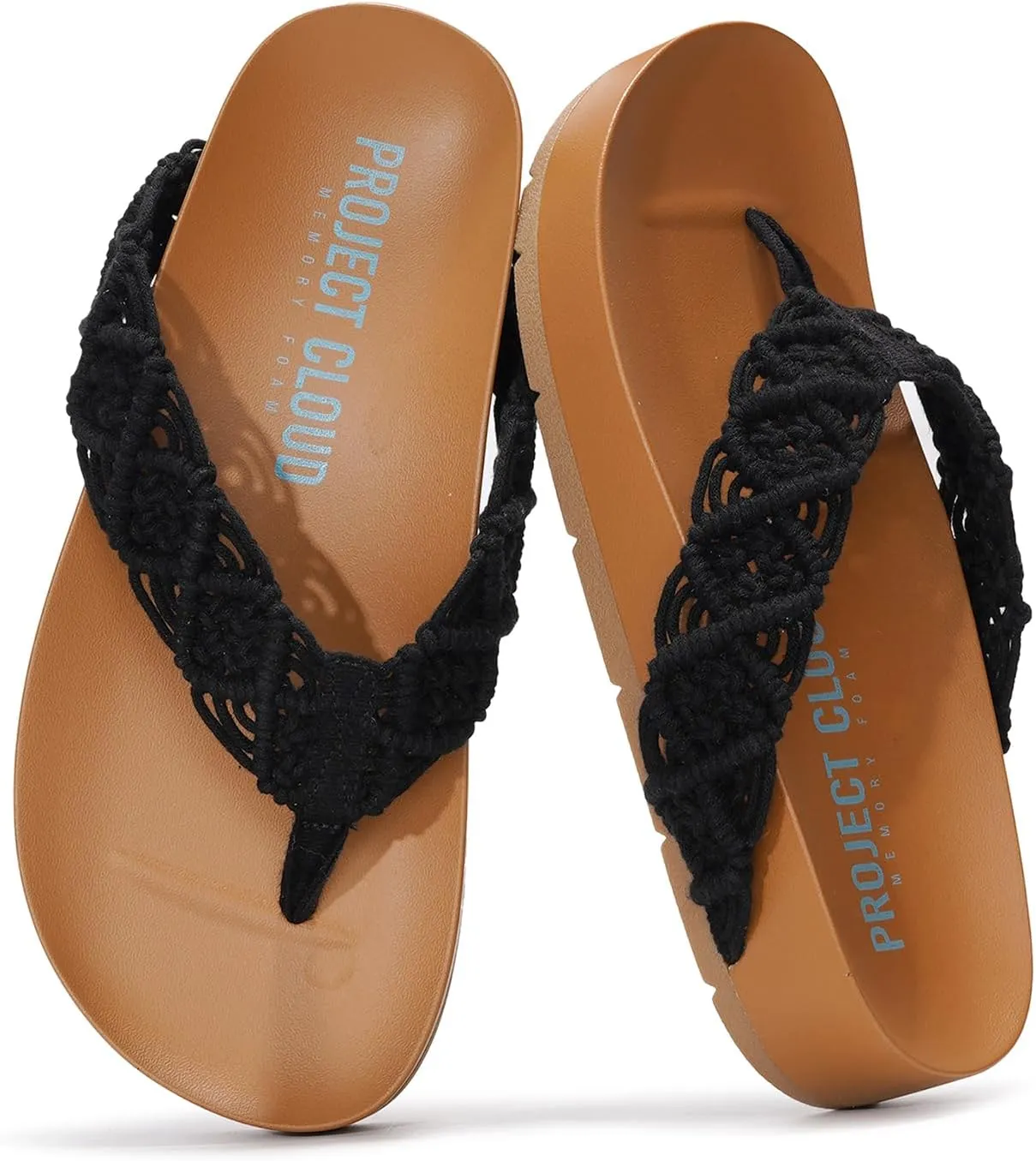 Project Cloud Womens Sandals – Comfortable Crochet Flip Flops for Women with Memory Foam Insole – Lightweight Fashion Sandals for Women 2025 – Womens Flip Flops for Summer (Hammock)