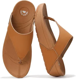 Project Cloud Womens Thong Comfortable Memory Foam Platform Sandals & Flip flops Non Slip Footwear, Leather Sandals for Women 2025 (Arlee)