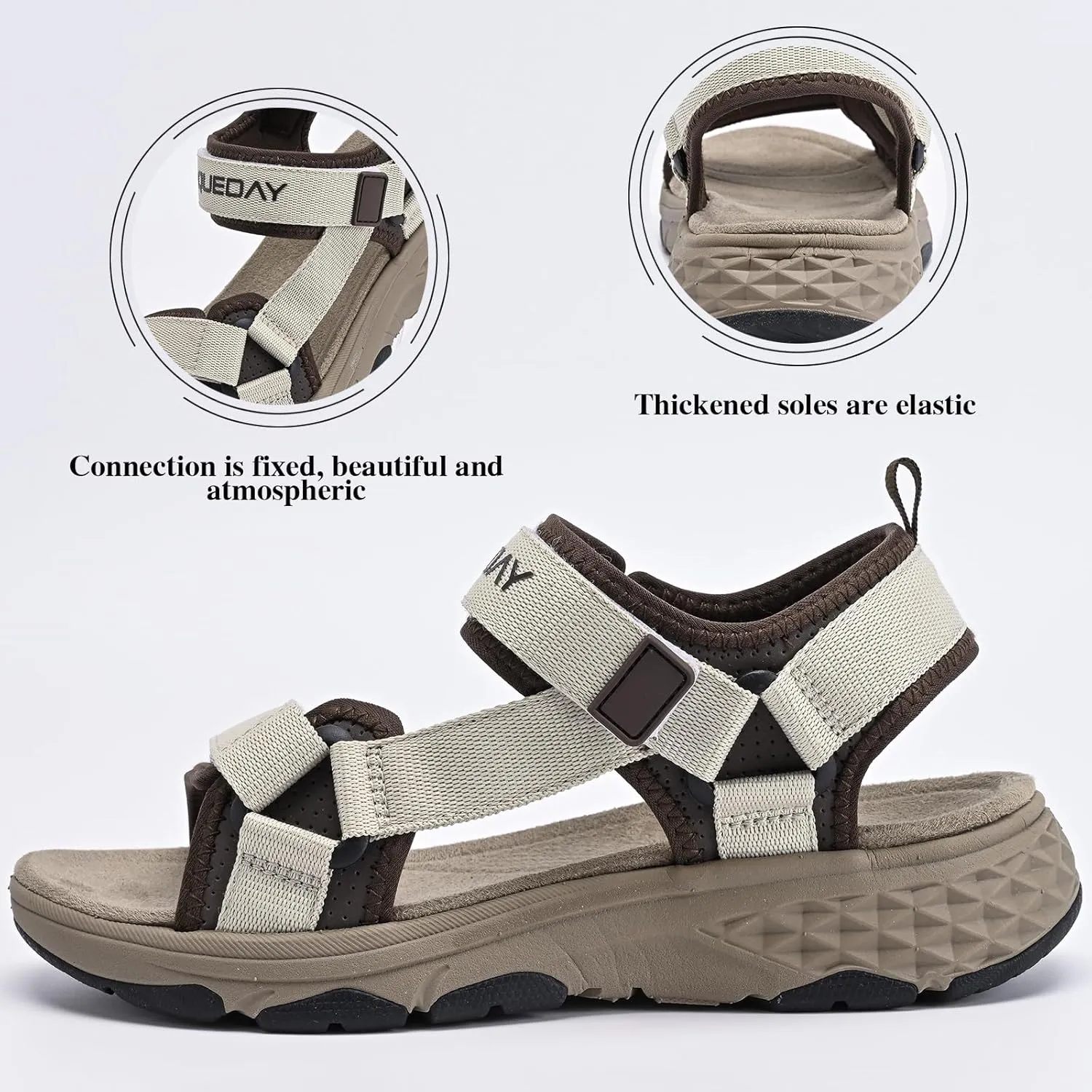 Queday Sport Sandals for Women Men Outdoor Hiking Sandals with Arch Support Comfortable Athletic Beach Sandals for Travel Walking Trekking Camping