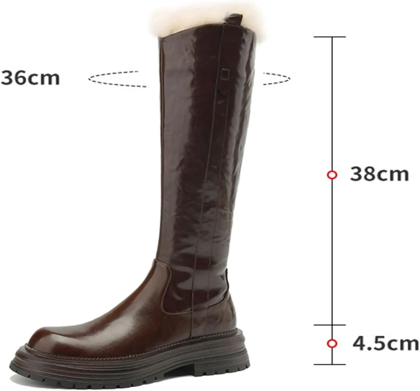 Raw Edge Knee High Snow Boots, Zipper Thick Soled Round Toe Straight Boots Short Plush Lining Cold Proof Warm High Boots Waterproof Non Slip Winter Boots