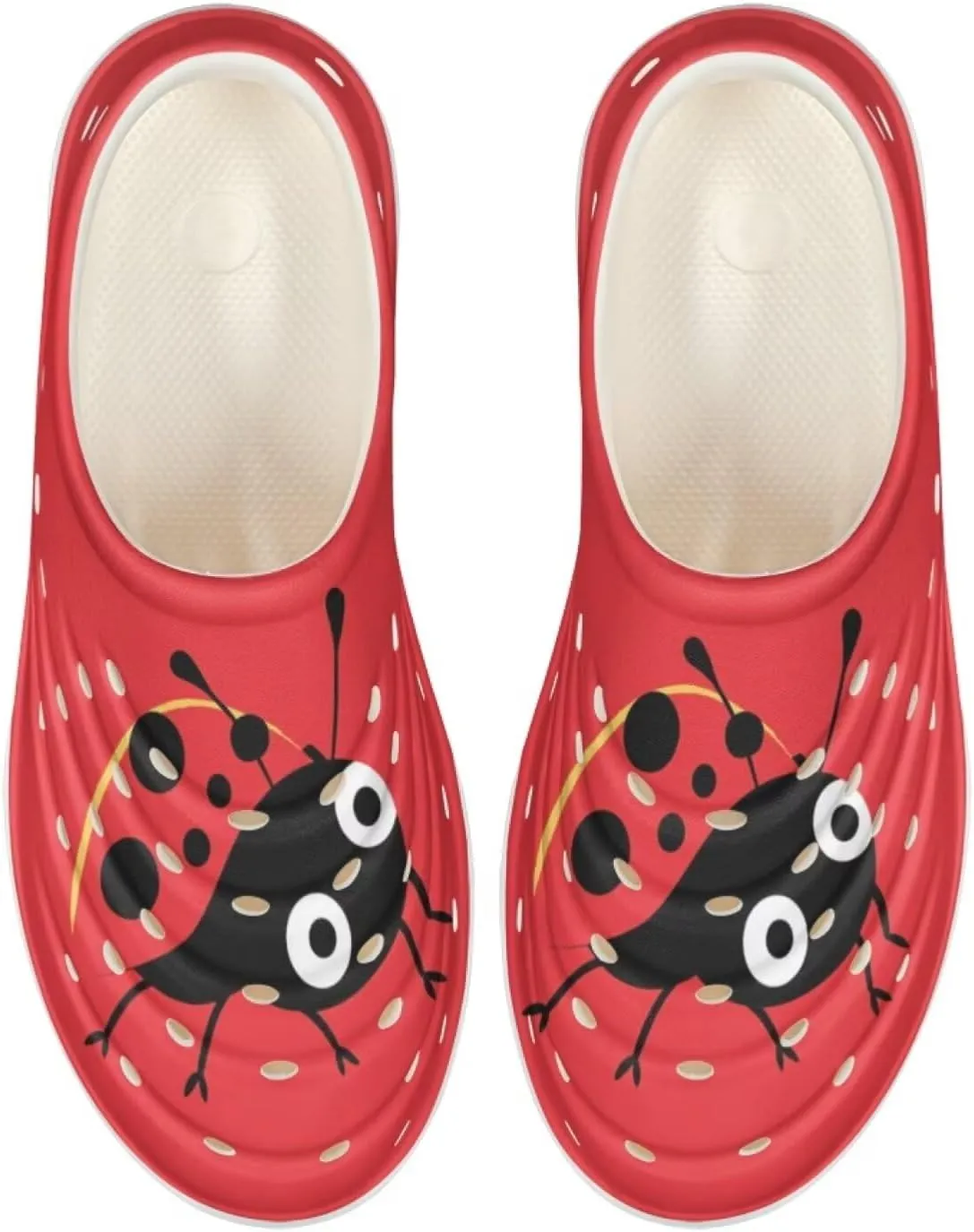 Red Ladybug Water Shoes Kids Toddler Slip-On Sneakers for Girls Garden Home Clogs Lightweight Breathable Ladybug Sandals