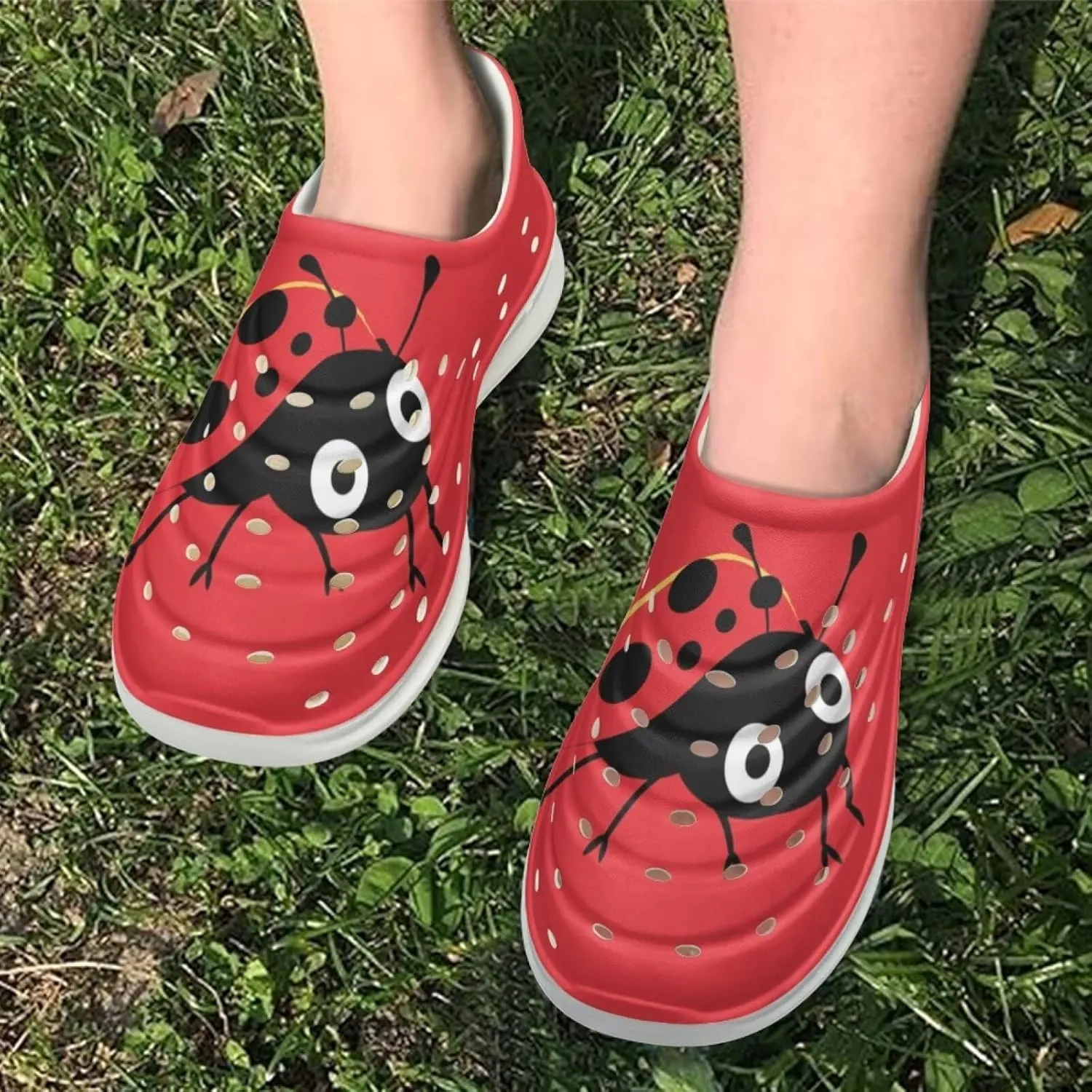 Red Ladybug Water Shoes Kids Toddler Slip-On Sneakers for Girls Garden Home Clogs Lightweight Breathable Ladybug Sandals
