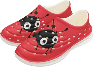 Red Ladybug Water Shoes Kids Toddler Slip-On Sneakers for Girls Garden Home Clogs Lightweight Breathable Ladybug Sandals