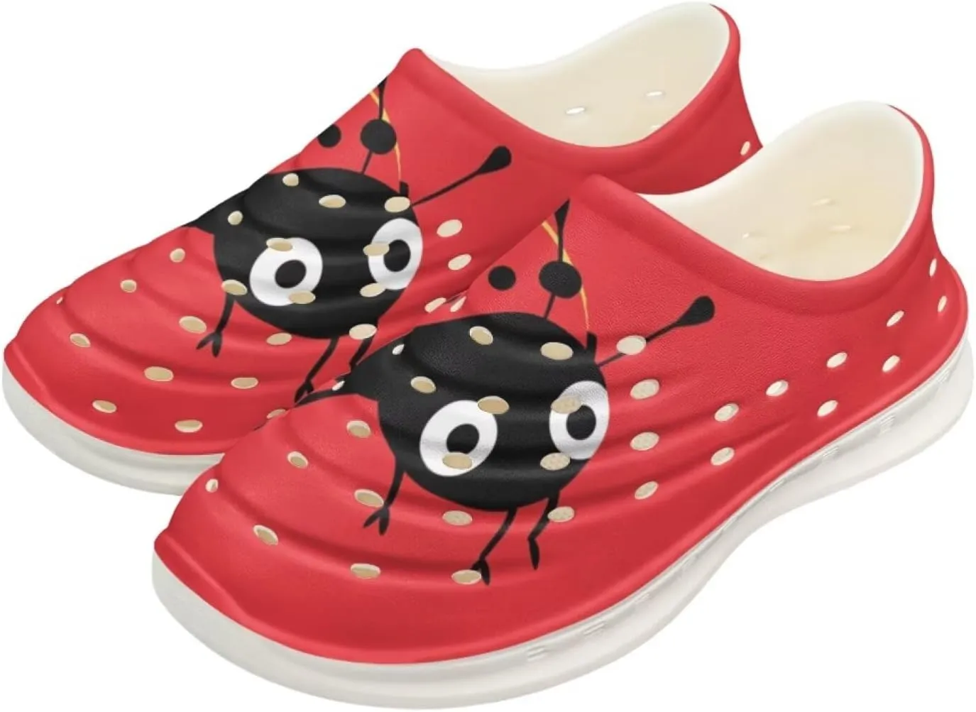 Red Ladybug Water Shoes Kids Toddler Slip-On Sneakers for Girls Garden Home Clogs Lightweight Breathable Ladybug Sandals