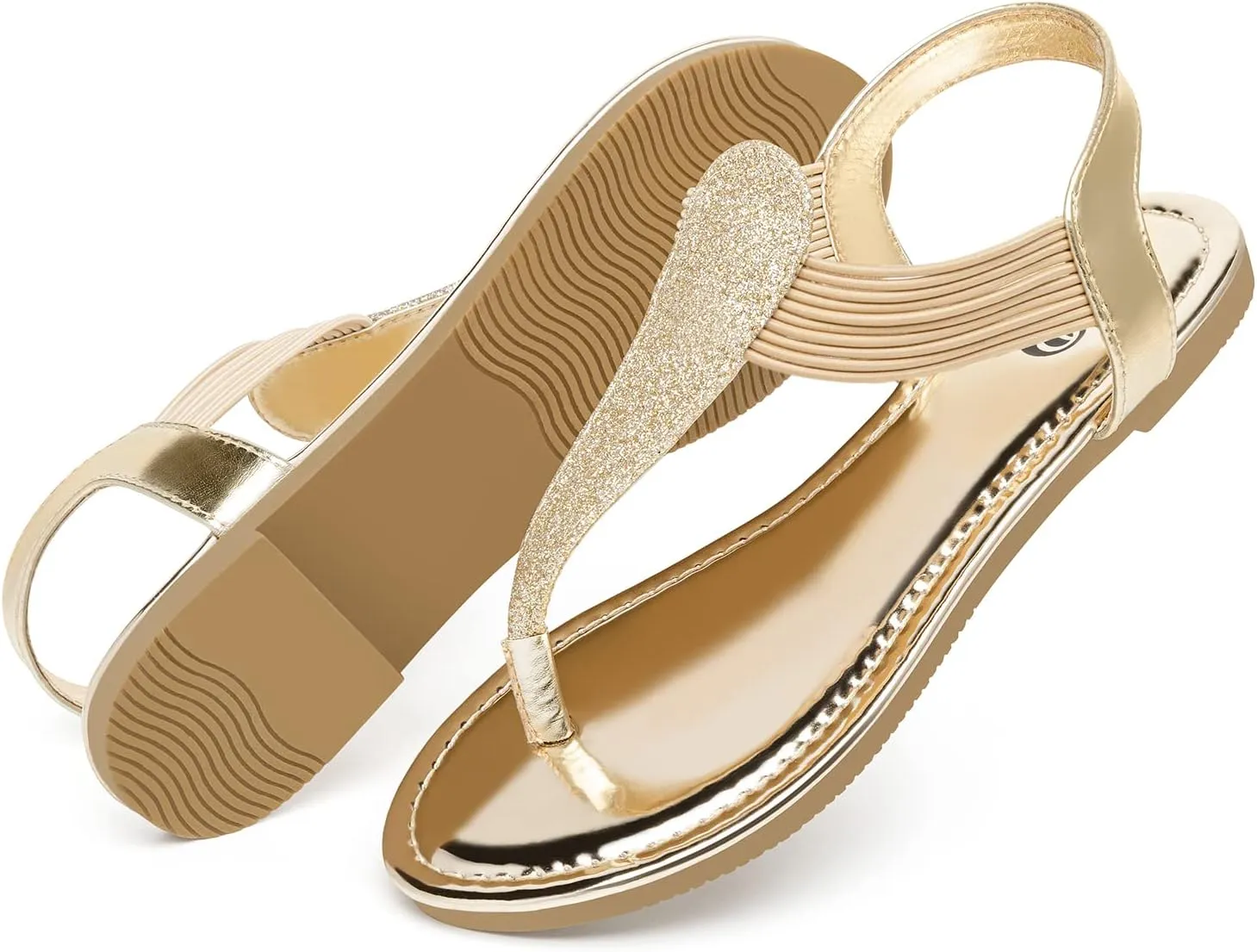 Rekayla Flat Sandals - Sparkling Elastic Strappy Thong Ankle Strap Sandals for Women