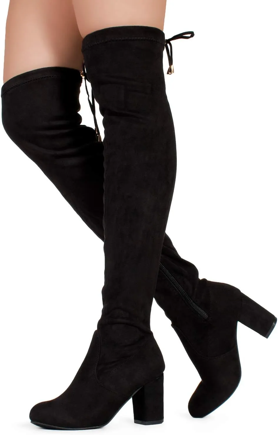 RF ROOM OF FASHION Chateau Women's Over The Knee Block Heel Stretch Boots (Regular & Wide Calf)