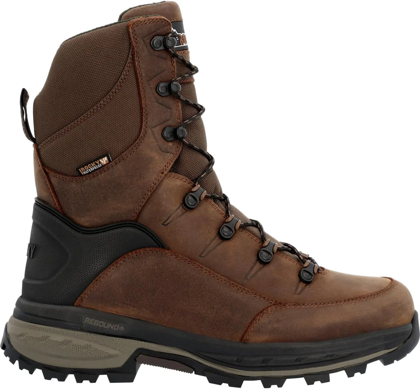 ROCKY Mens Grizzly Insulated Round Toe Lace Up Casual Boots Mid Calf - Brown