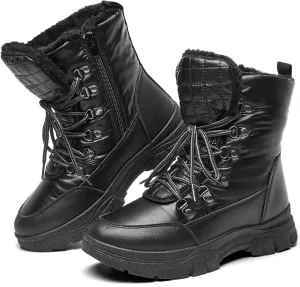 Rominz Womens Winter Snow Boots with Zipper Warm Fur Lined Mid Calf Ankle Booties for Women Comfortable Outdoor Anti Slip Boots