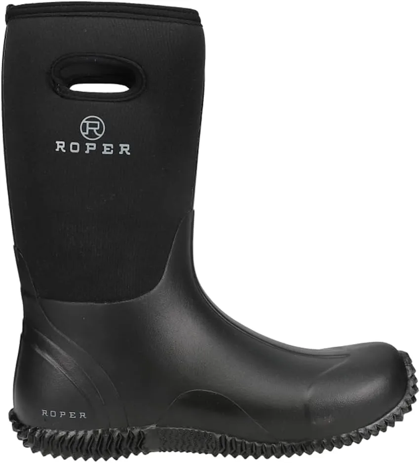 ROPER Mens Barnyard Round Toe Pull On Rain Casual Boots Mid Calf - Black