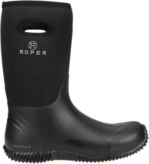 ROPER Mens Barnyard Round Toe Pull On Rain Casual Boots Mid Calf - Black