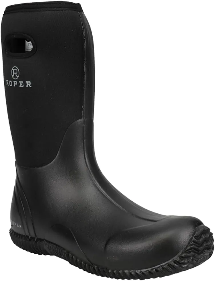 ROPER Mens Barnyard Round Toe Pull On Rain Casual Boots Mid Calf - Black