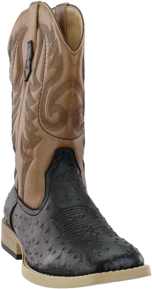 ROPER Mens Bumps Ostrich Square Toe Casual Boots Mid Calf - Brown, White
